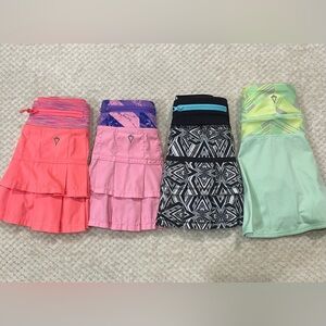 Ivivva (by Lululemon) Set the Pace Skorts All Are Girls Size 8 Lot of 4